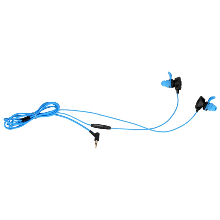 MOMAX Gaming Earbuds with Dual Mic 3.5mm In-ear Wired Earphones - Blue-7