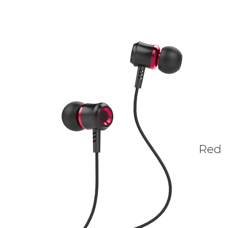 HOCO M46 Jewel Sound 3.5mm Wired In-ear Headphone with Mic for iPhone Samsung, etc - Black / Red-2