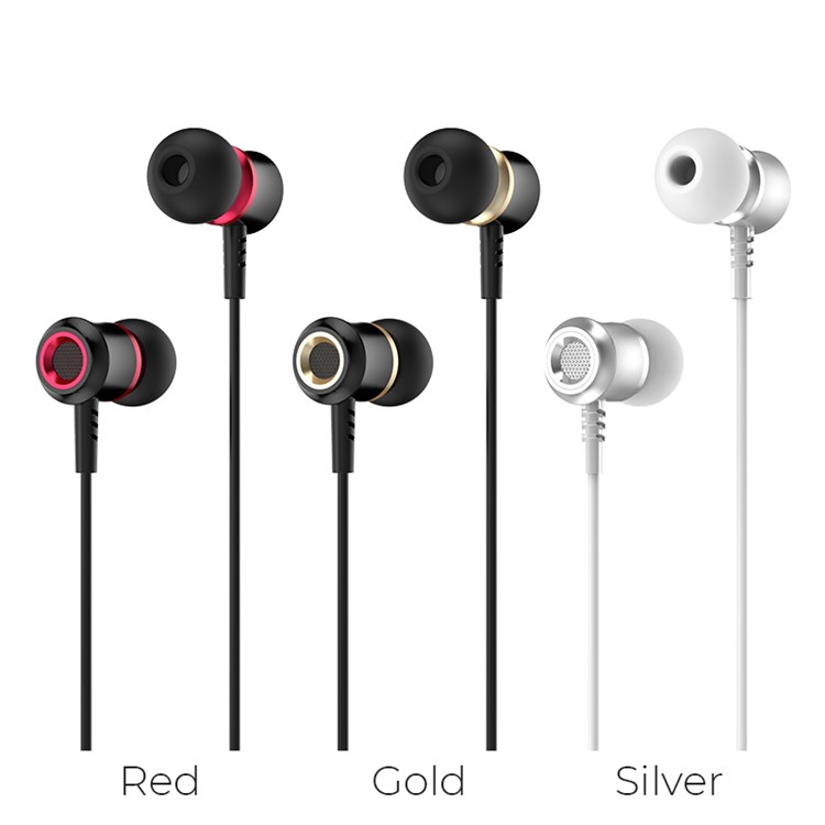 HOCO M46 Jewel Sound 3.5mm Wired In-ear Headphone with Mic for iPhone Samsung, etc - Black / Red-5