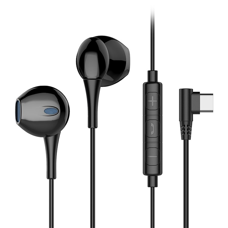 

LANGSDOM E5T Type-C Elbow Connector Wired Control In-ear Earphone with Mic for Xiaomi Mi 9, etc - Black, Mi 9