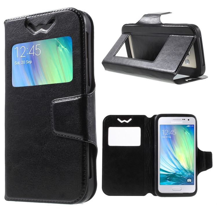 

Crazy Horse Stand Leather Window Case for Samsung Galaxy A3, Size: 131 x 68 x 10mm - Black