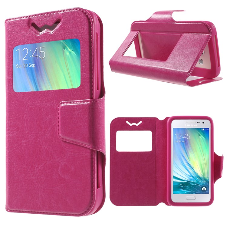 

Crazy Horse View Leather Stand Cover for Samsung Galaxy A3, Size: 131 x 68 x 10mm - Rose