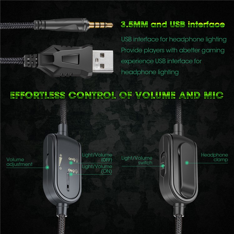 ONIKUMA K8 Camouflage Omnidirectional MIC USB Gaming Headset Wired Headphone - Green-8