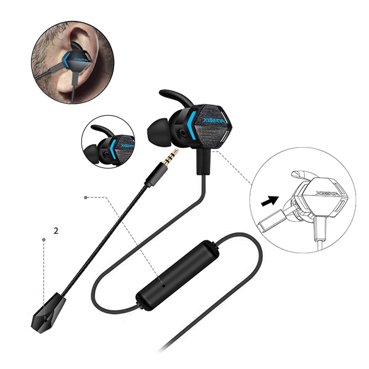 XIBERIA MG-2 Sweatproof Vibration Gaming Earphone with Detachable Microphone In-ear Corded Headsets-6