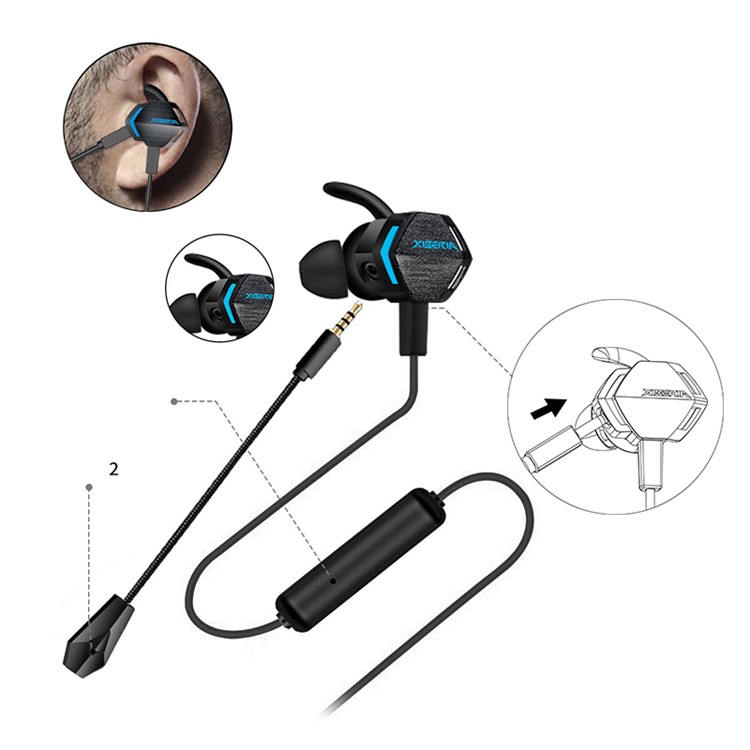 XIBERIA MG-2 Sweatproof Vibration Gaming Earphone  with Detachable Microphone In-ear Corded Headsets-6