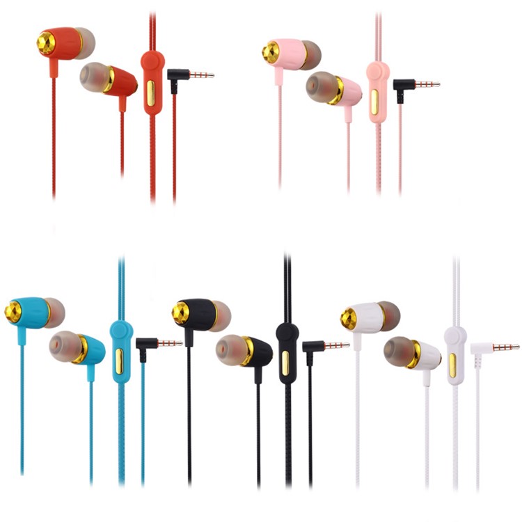 3.5mm Two-color In-ear Earbuds Headphones with Microphone - Black-2