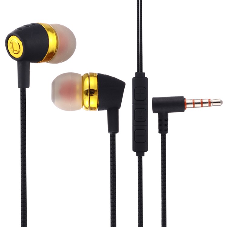 3.5mm Two-color In-ear Headset Headphones with Microphone - Black-1