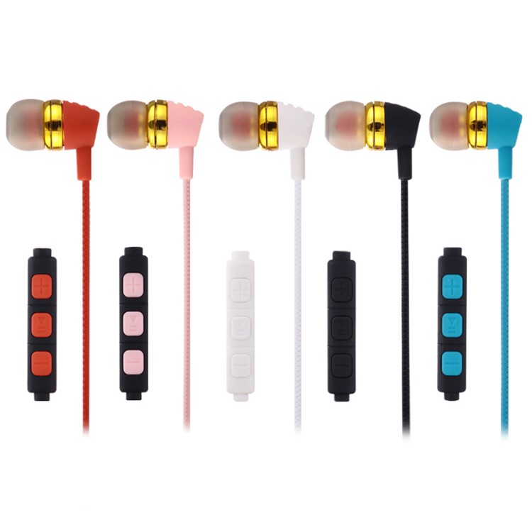 3.5mm Two-color In-ear Headset Headphones with Microphone - Black-3