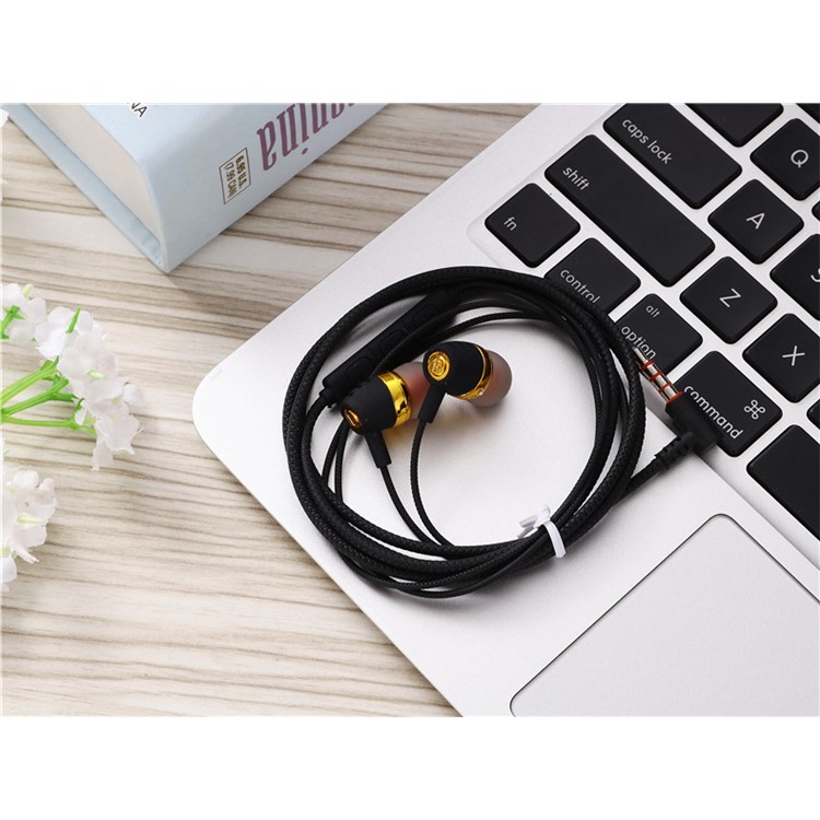 3.5mm Two-color In-ear Headset Headphones with Microphone - Black-4