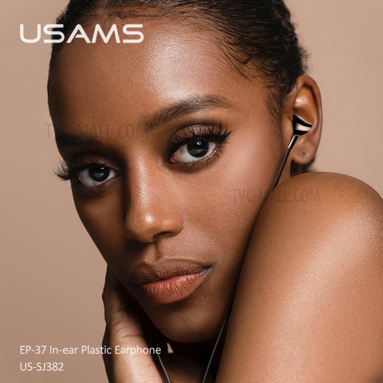 USAMS EP-37 Dans L'oreille Galvanoplastie Casque Cordon 1.2m - Noir-3