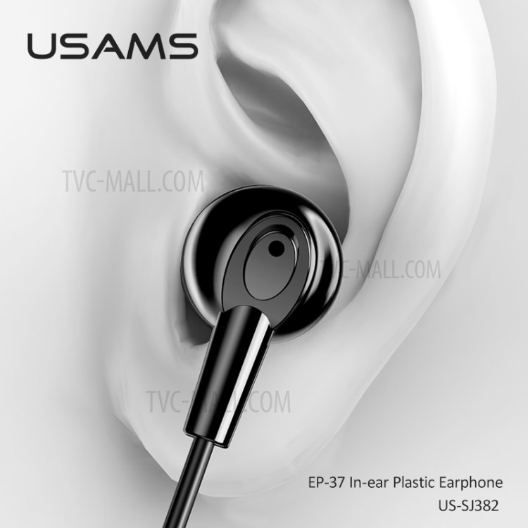 USAMS EP-37 Dans L'oreille Galvanoplastie Casque Cordon 1.2m - Noir-4