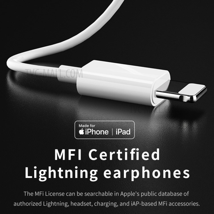 WIWU Auricolari Singolo Trasduttore 303 MFI Fulmine Certificato 8pin In-linea Di Controllo-8
