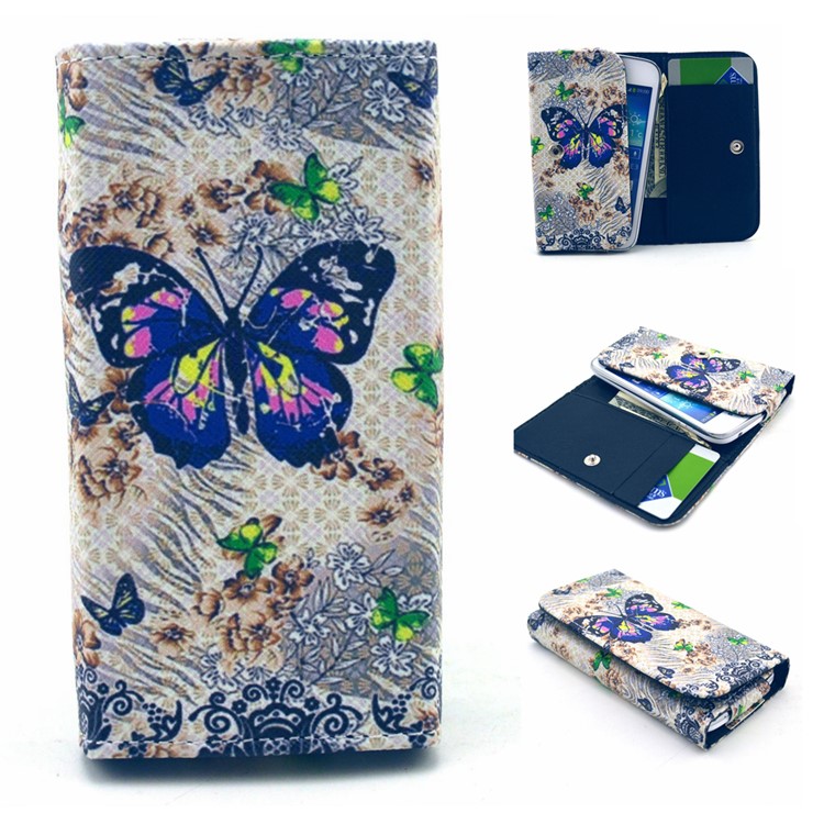 Charming Butterfly Leather Case Pouch for iPhone 6 6s / Samsung A3 S4 / LG G2, Size: 13.8 x 7 x 1.5cm-1
