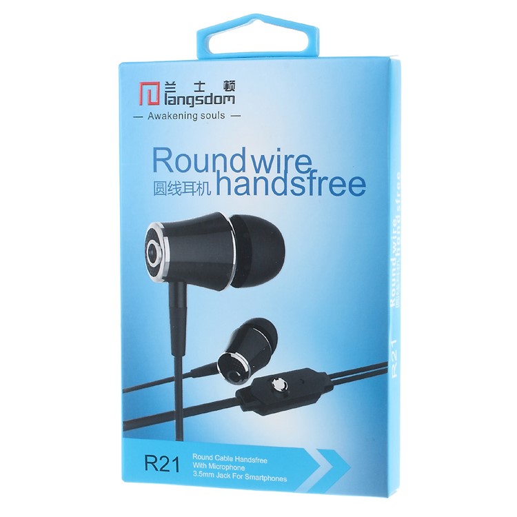 Écouteur intra-auriculaire LANGSTON R21 3.5mm avec microphone pour iPhone Samsung Sony - Noir-5