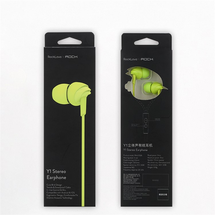 ROCK Y1 Stereo In-ear HiFi Earphone with Remote Control - Black-5