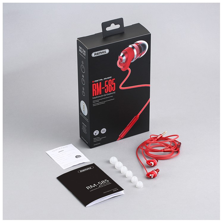 REMAX In-ear 3.5mm Earphone Headphone with Remote and Mic for iPhone Samsung - Black-1