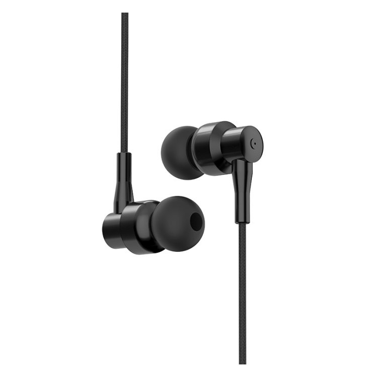 INHON M3 3.5mm Woven HiFi Stereo In-ear Earphone with Mic for iPhone iPad iPod Samsung - Black-1