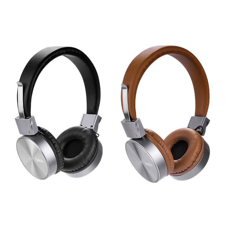 HOCO W2 Over-ear 3.5mm PU Leather Metal Foldable Headphone with Mic - Black-3