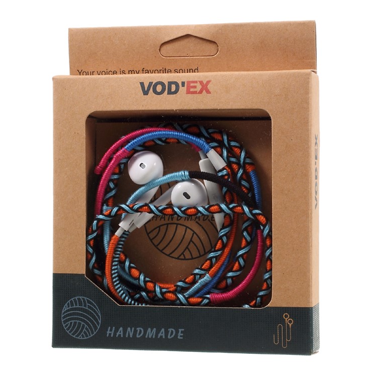 Tribal Braided Cable In-ear 3.5mm Earphone with Mic & Remote Control - Orange / Blue-10