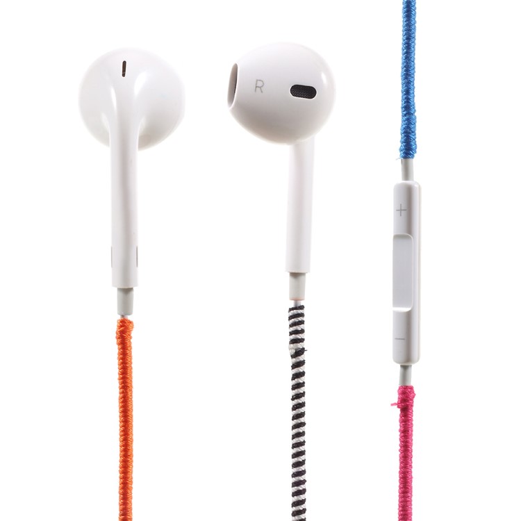 Tribal Braided Cable In-ear 3.5mm Earphone with Mic & Remote Control - Orange / Blue-2