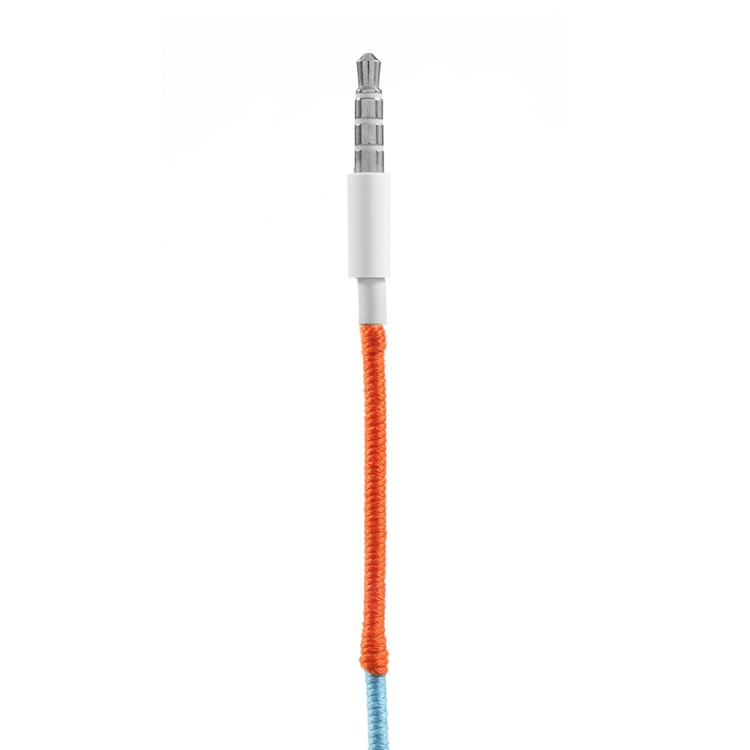 Tribal Braided Cable In-ear 3.5mm Earphone with Mic & Remote Control - Orange / Blue-7