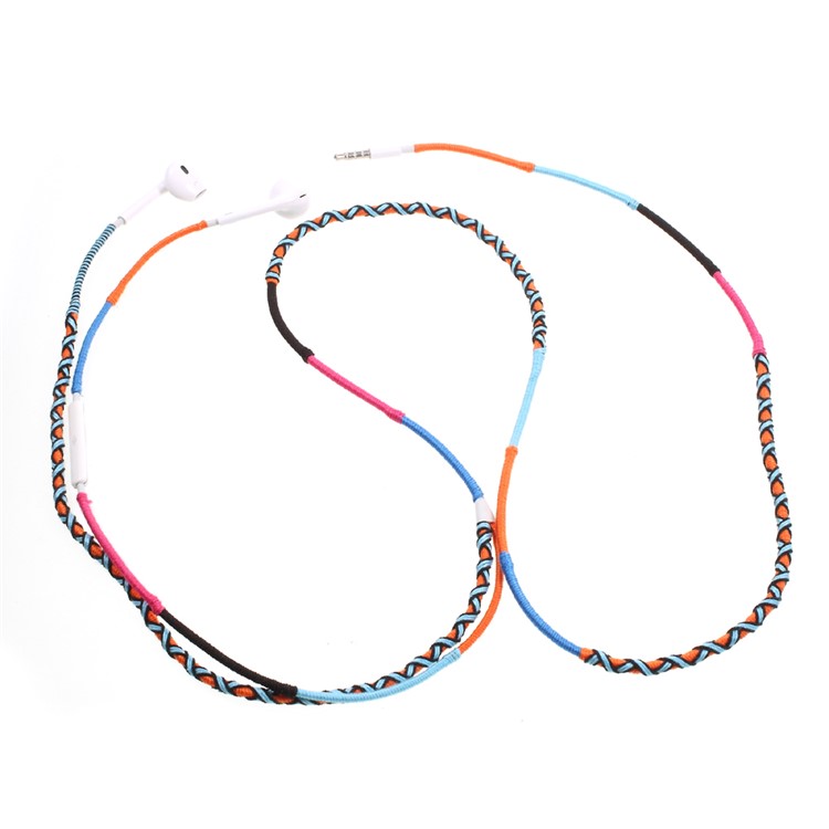 Tribal Braided Cable In-ear 3.5mm Earphone with Mic & Remote Control - Orange / Blue-8