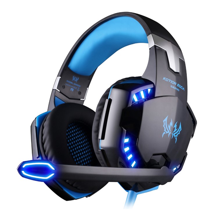 EACH G2200 USB 7.1 Surround Sound Vibration Gaming Headset Kopfhörer mit Mic LED Licht - Schwarz / Blau-2