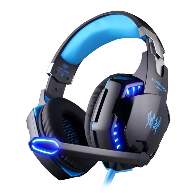 EACH G2200 USB 7.1 Surround Sound Vibration Gaming Headset Kopfhörer mit Mic LED Licht - Schwarz / Blau-3