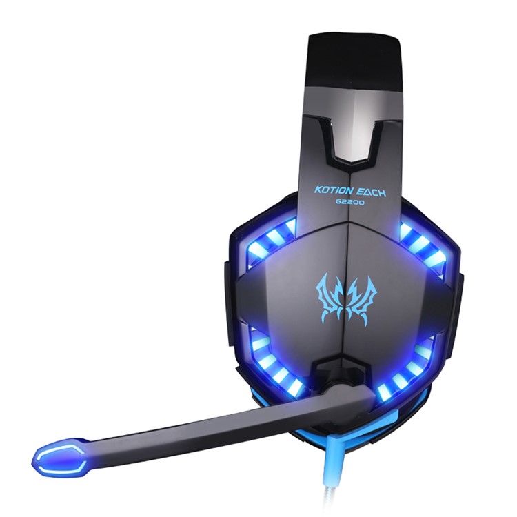 EACH G2200 USB 7.1 Surround Sound Vibration Gaming Headset Kopfhörer mit Mic LED Licht - Schwarz / Blau-4
