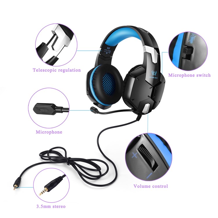 KOTION EACH G1200 3,5 Mm Spiel Headset Stirnband Mit Mikrofon Für PS4 PC Computer Laptop Smartphone - Blau-4