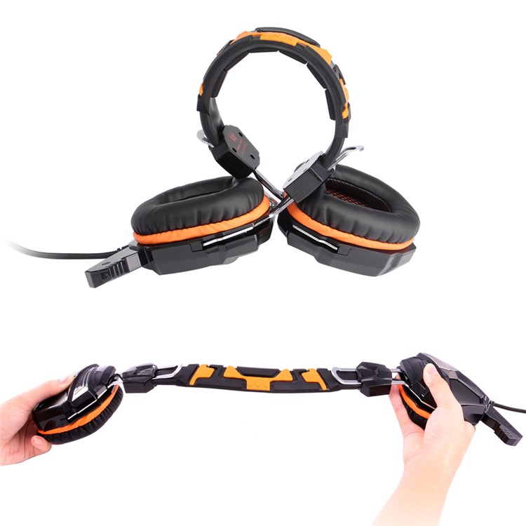 KOTION EACH G5000 3.5mm Stereo Gaming Headset Over-head Bass Headphone with Mic and LED Light - Orange-7