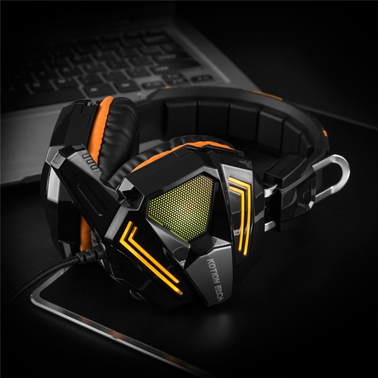 KOTION EACH G5000 3.5mm Stereo Gaming Headset Over-head Bass Headphone with Mic and LED Light - Orange-8
