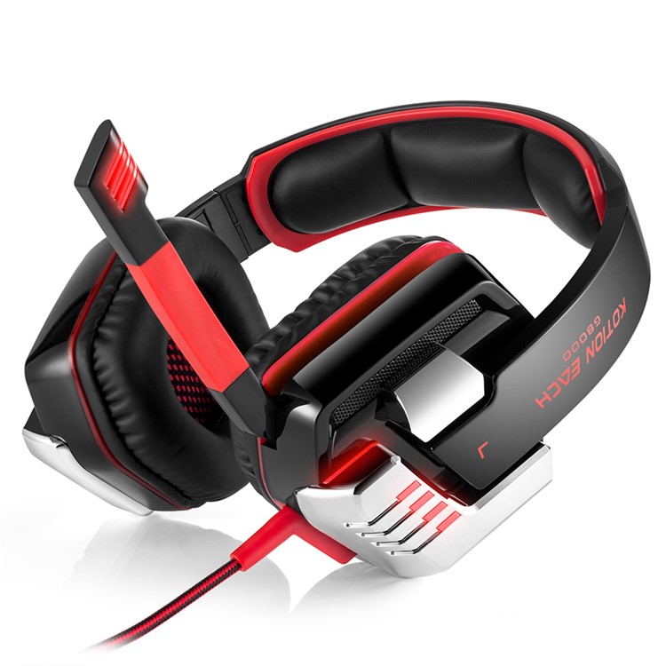 KOTION EACH G8000 3.5mm Gaming Headphone with Microphone & LED Lighting for PC MAC Laptop - Red-2
