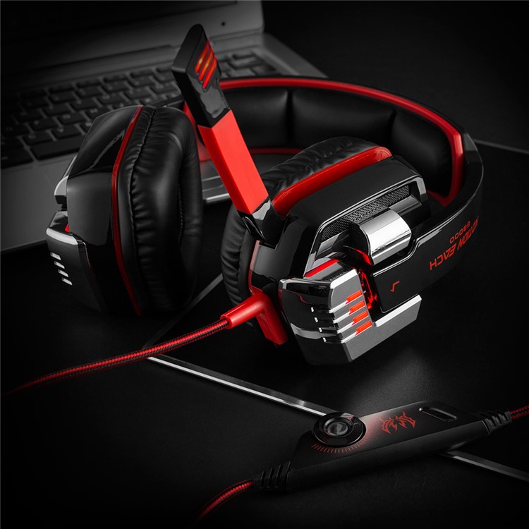 KOTION EACH G8000 3.5mm Gaming Headphone with Microphone & LED Lighting for PC MAC Laptop - Red-7