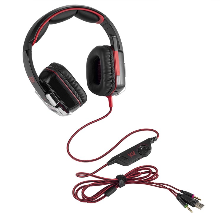 KOTION EACH G8000 3.5mm Gaming Headphone with Microphone & LED Lighting for PC MAC Laptop - Red-8