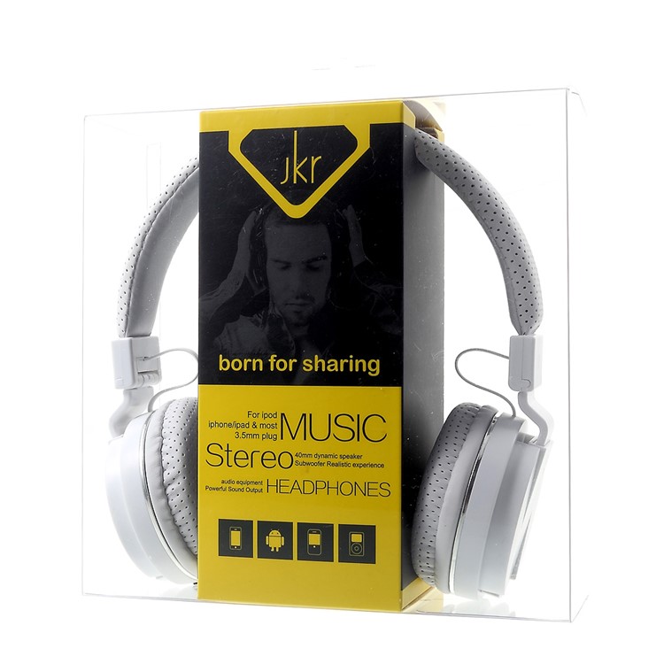 JKR 109 3,5-mm-Stecker Wired HiFi-Headset-Ohrhörer Stereo-Ohrhörer mit Mikrofon (CE-Zertifizierung) - Weiß-12