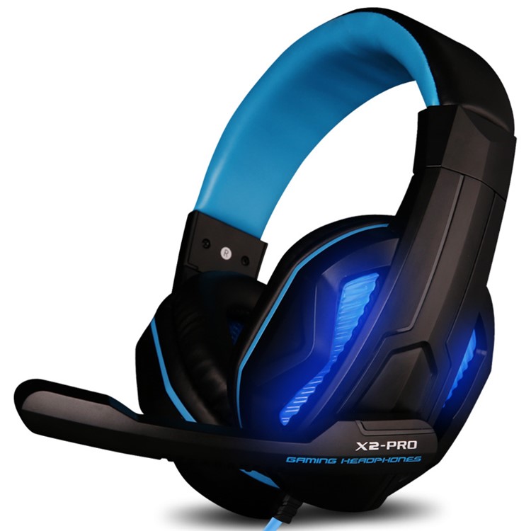 OVANN X2-PRO Stereo Over-head Wired Gaming Headphone Headset with Microphone and LED Light for PC Laptop - Black / Blue-1