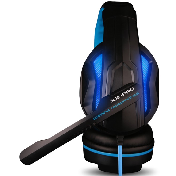 OVANN X2-PRO Stereo Over-head Wired Gaming Headphone Headset with Microphone and LED Light for PC Laptop - Black / Blue-3