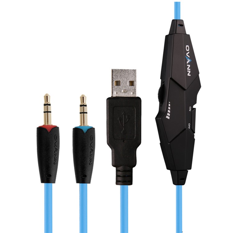 OVANN X2-PRO Stereo Over-head Wired Gaming Headphone Headset with Microphone and LED Light for PC Laptop - Black / Blue-4