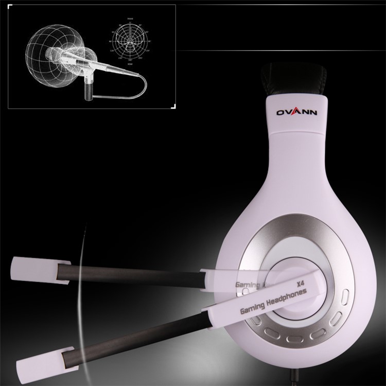 OVANN X4 Professional Gaming Stereo Bass Headset 3.5mm Plug Wired Headphone with Mic - Silver / White-3