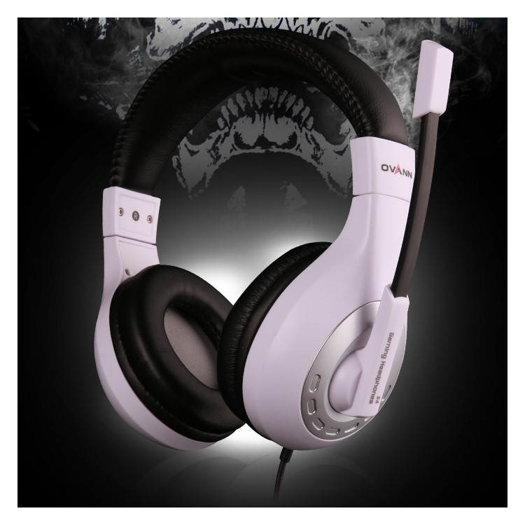 OVANN X4 Professional Gaming Stereo Bass Headset 3.5mm Plug Wired Headphone with Mic - Silver / White-4