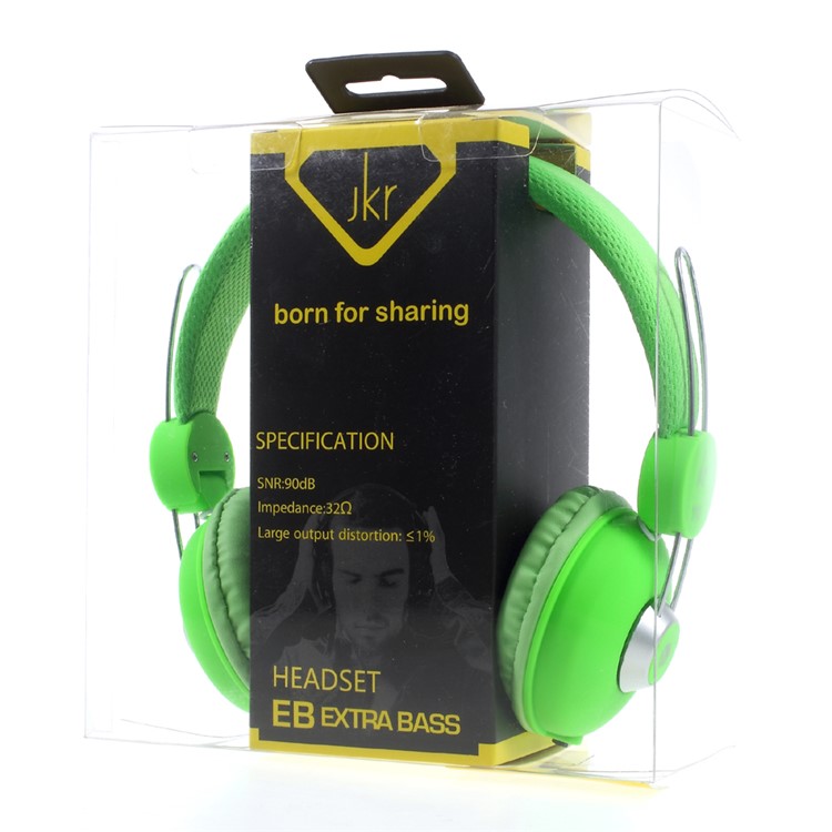 JKR 110 Faltbarer 3.5mm Wired Kopfhörer HiFi Stereo Over-Ear Headset mit Mic - Grün-13