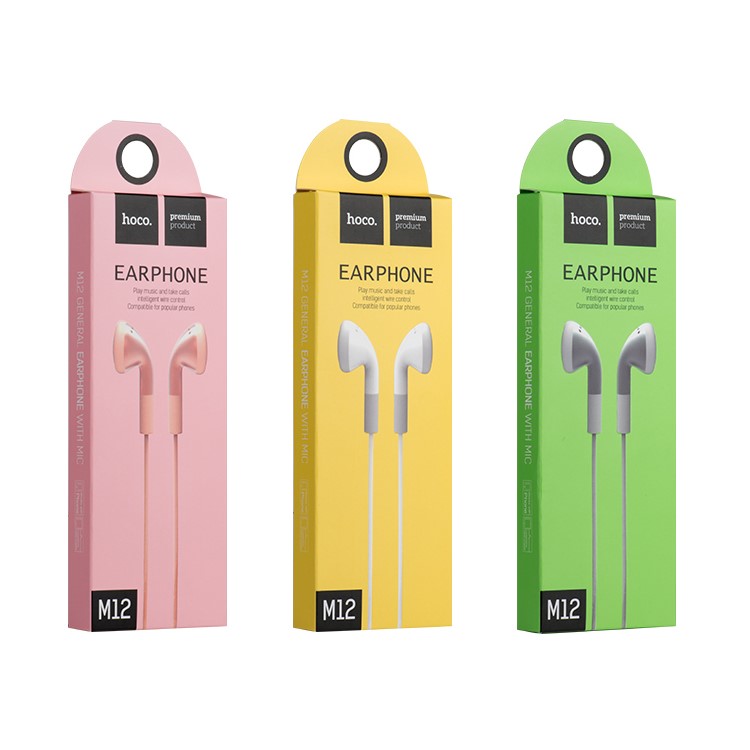 hoco m12 classic style 3 5mm wired earphone with mic inline remote white hoco m12 classic style 3 5mm wired earphone with mic inline remote white