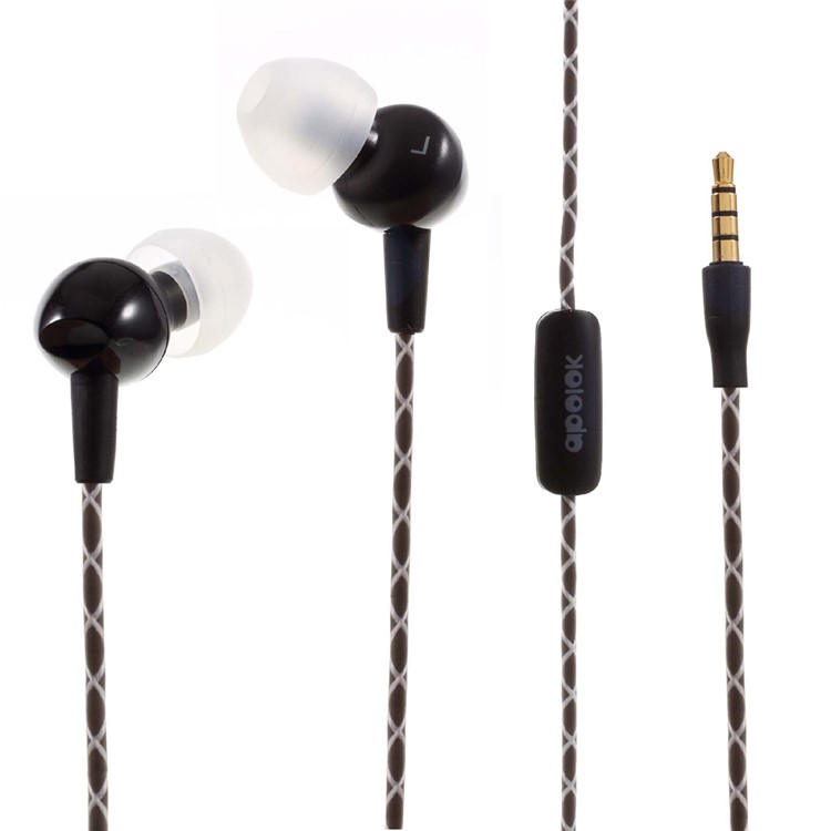 APOLOK T3 3.5mm Wired Stereo Headphone In-ear Super Bass Earphone with Mic & Remote Control - Black-1