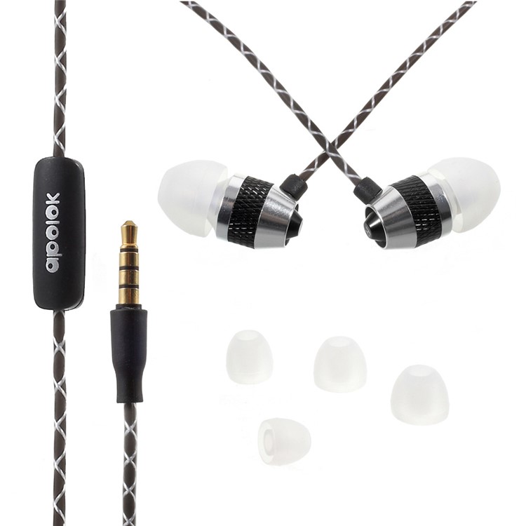APOLOK T1 3.5mm Wired Metal Earphone In-ear with Mic & Remote Control - Black-1