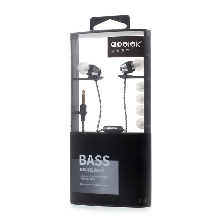 APOLOK T1 3.5mm Wired Metal Earphone In-ear with Mic & Remote Control - Black-9