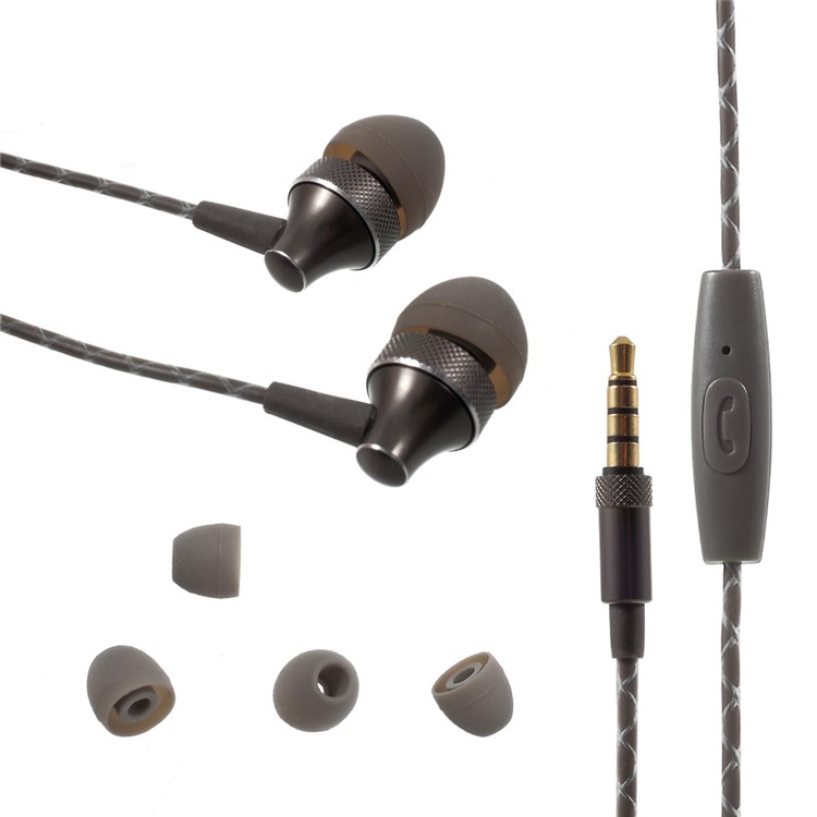APOLOK T2 Metal Stereo 3.5mm In-ear Earphone with Microphone & Remote Control - Black-1