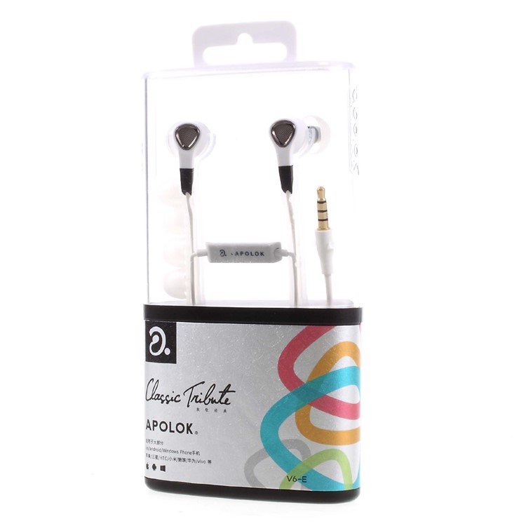 APOLOK V6 3.5mm Wired HiFi In-ear Headphone with Mic & Remote Control - Black-7