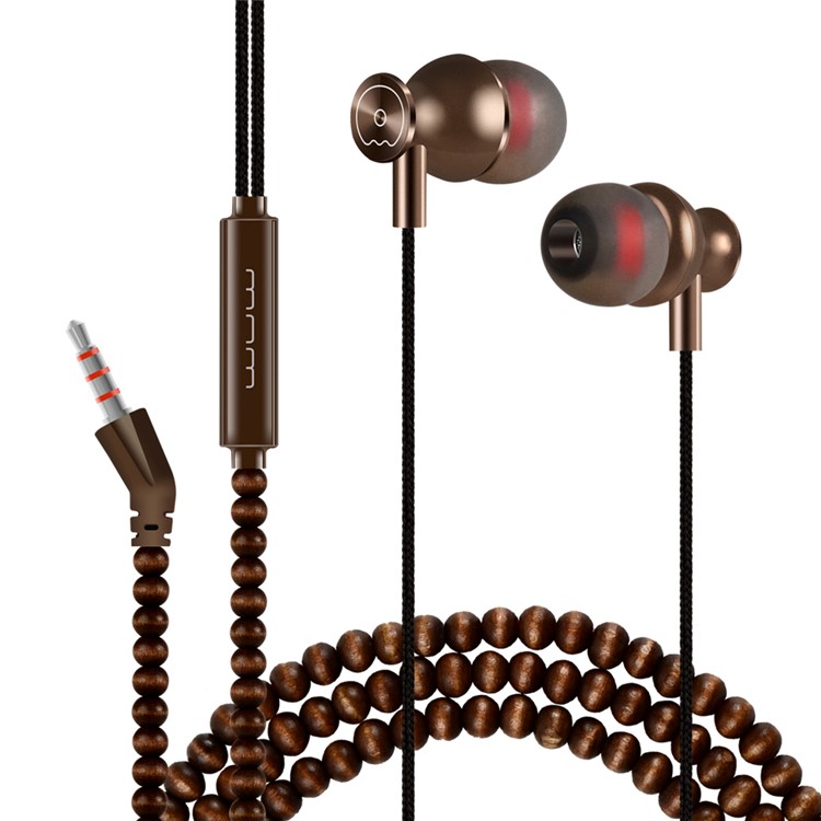 WUW R08 Ethnic Style Buddha Beads Chain 3.5mm Wired Headphone with Mic and Remote Control - Coffee-1