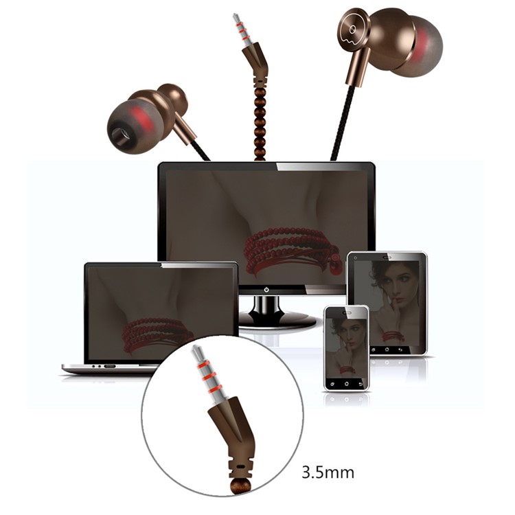 WUW R08 Ethnic Style Buddha Beads Chain 3.5mm Wired Headphone with Mic and Remote Control - Coffee-4